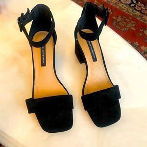 COPY - FRENCH CONNECTION BLACK SUEDE BLOCK HEEL SANDALS 8.5